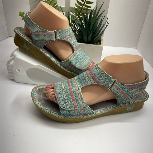 Alegria Multicolor Striped Sandals - Picture 1 of 5